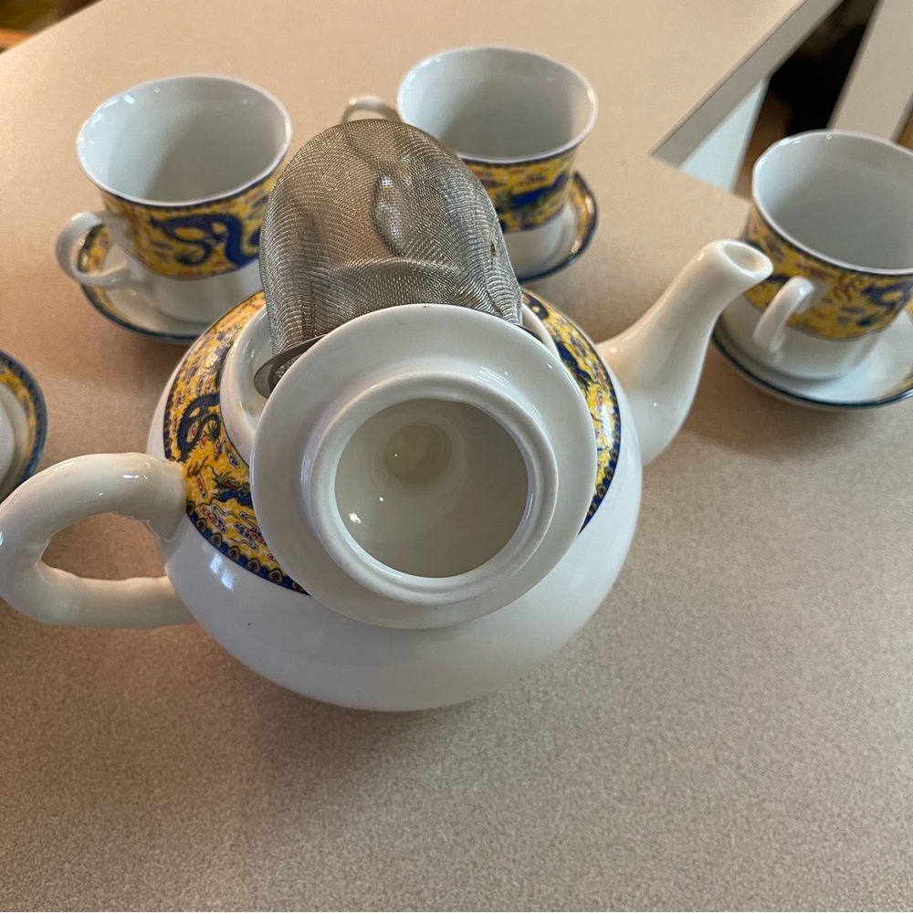Vintage CFI Porcelain Dragon Tea Set - Picture 5 of 10